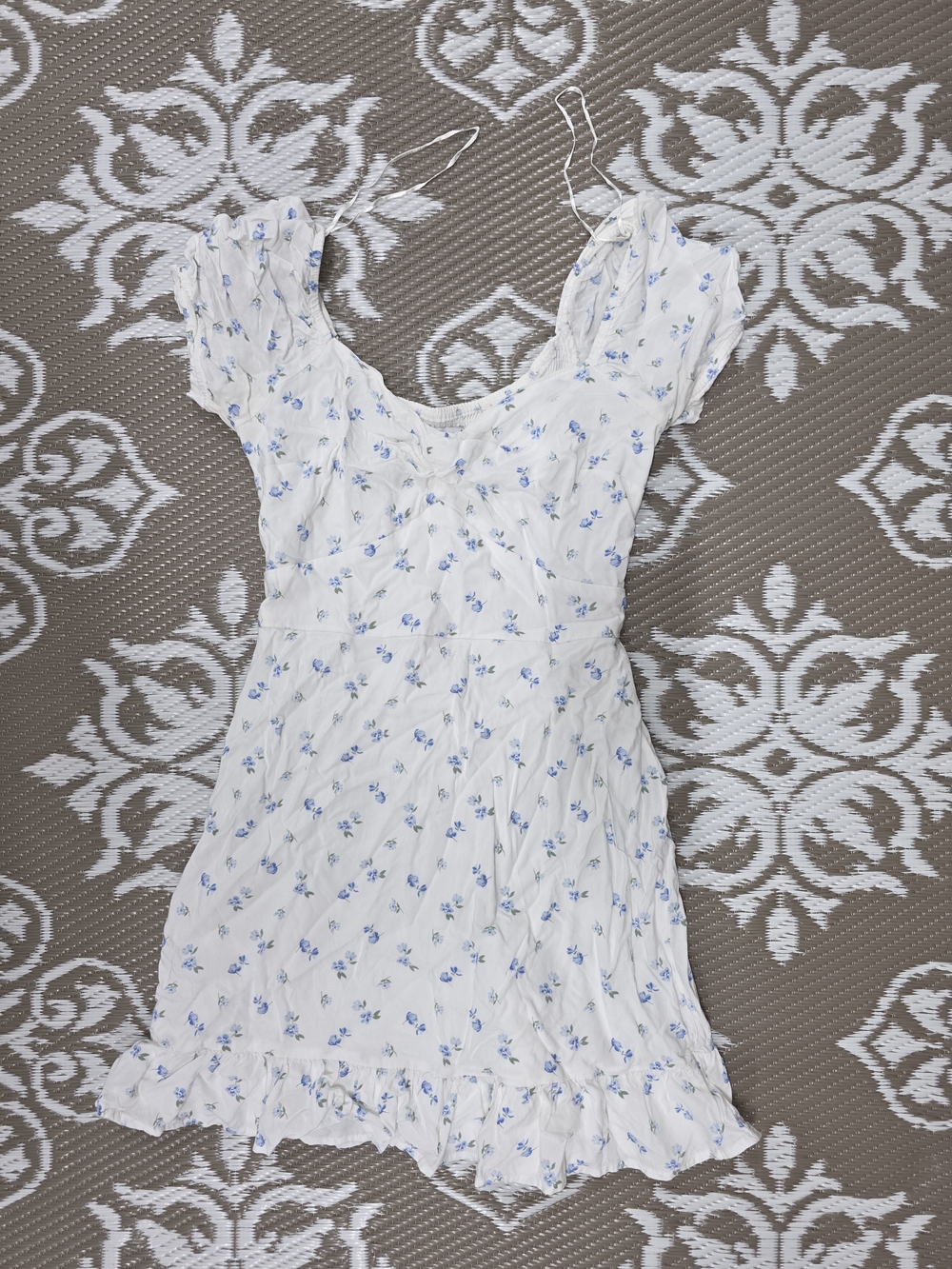 Hollister White Mini Dress with Blue Floral Print